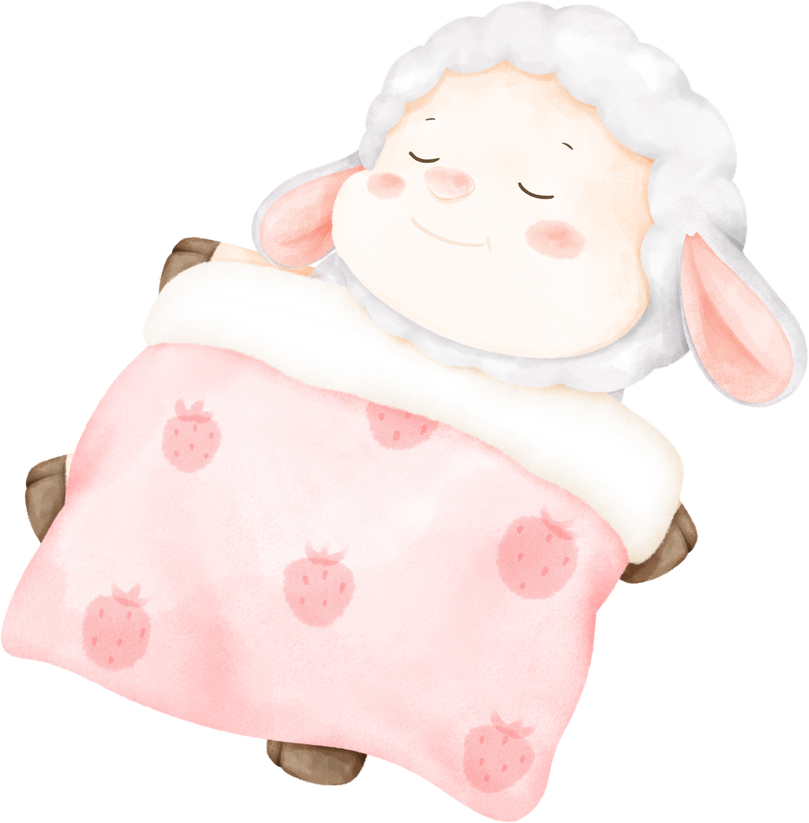 cute sheep sleeping watercolor